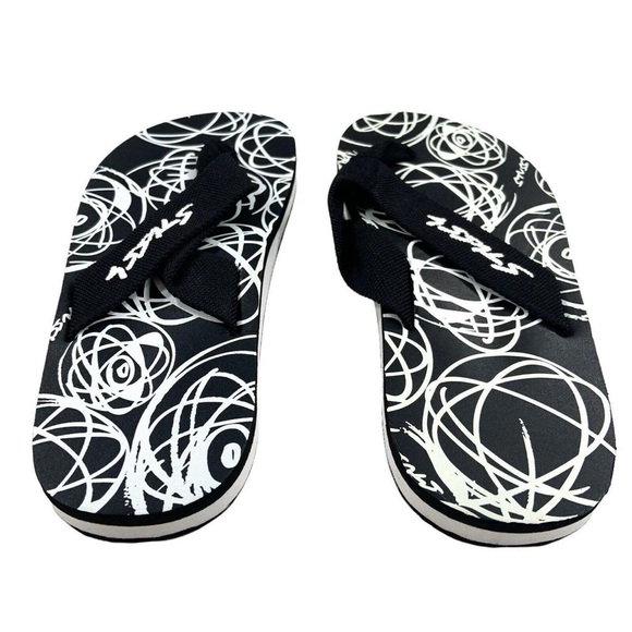 Vintage Stussy x Futura Black & White Atom Slip On Flip Flop Sandal Slides Sz 6 - Picture 2 of 6